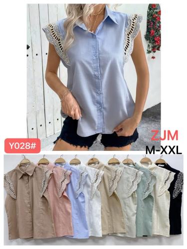 Camisa de Lino Bordado a Crochet. Y028