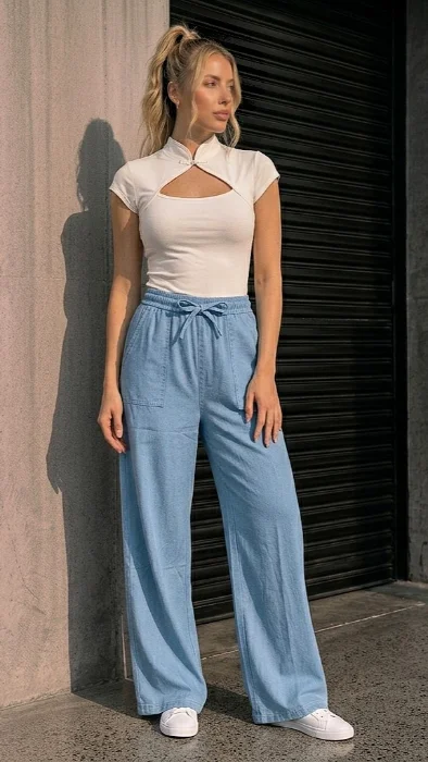 Pantalon Simil Jeans Dama Verano Importado