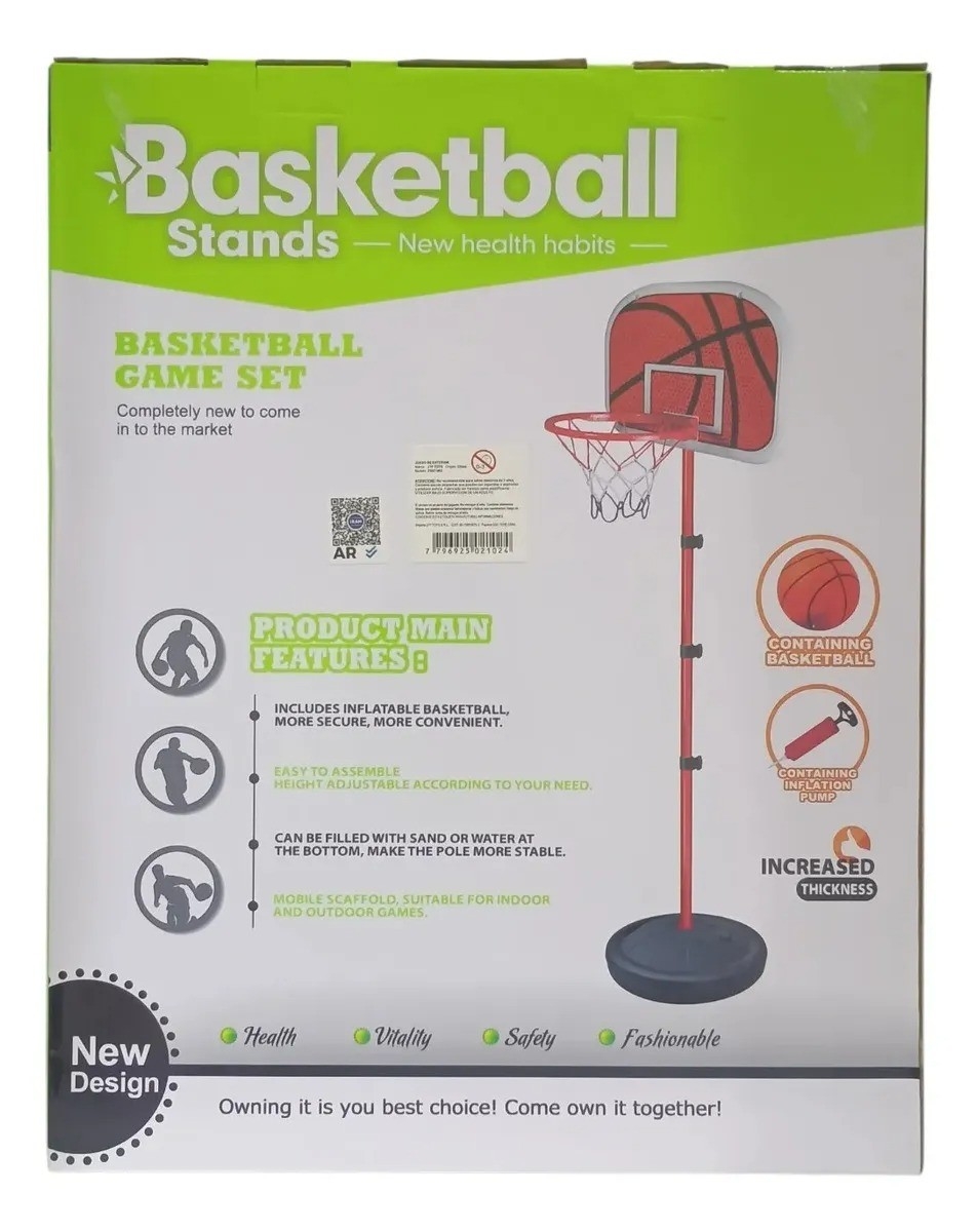 Básquet Infantil Aro, Tablero y Pelota Inflable 2 Mts - Imagen 1