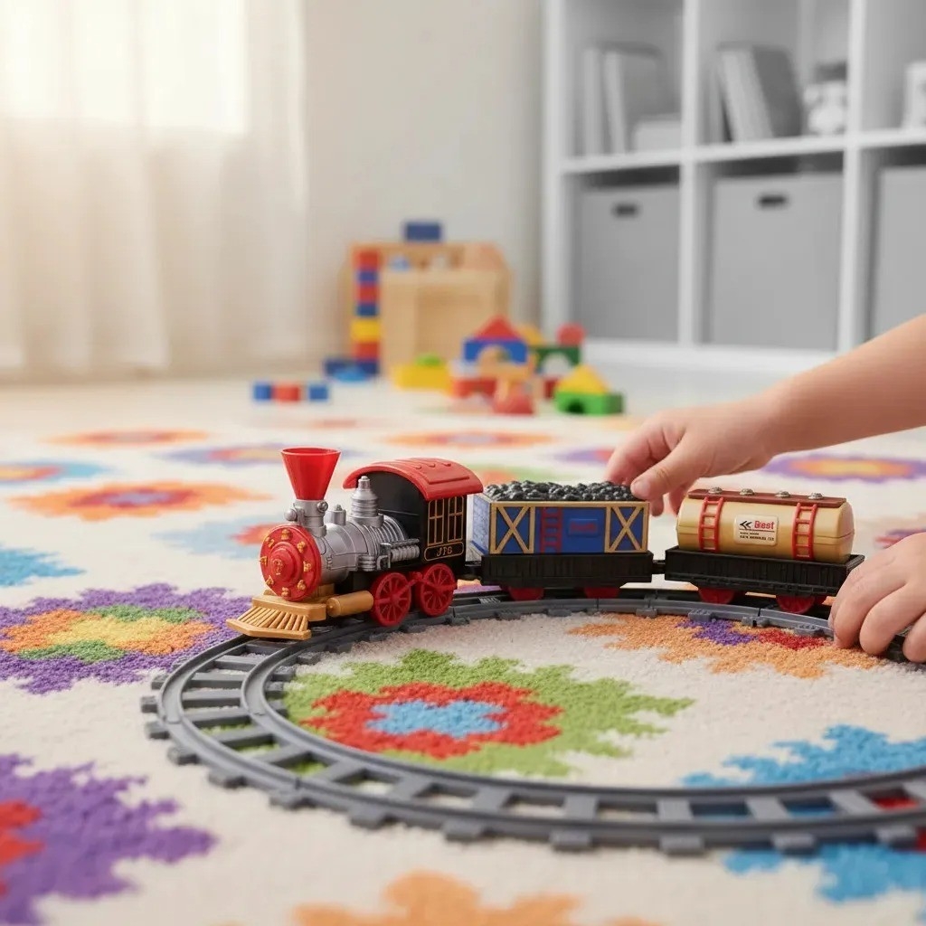 Tren de Juguete Pista de Tren con Locomotora y Vagones a Pila - Imagen 2