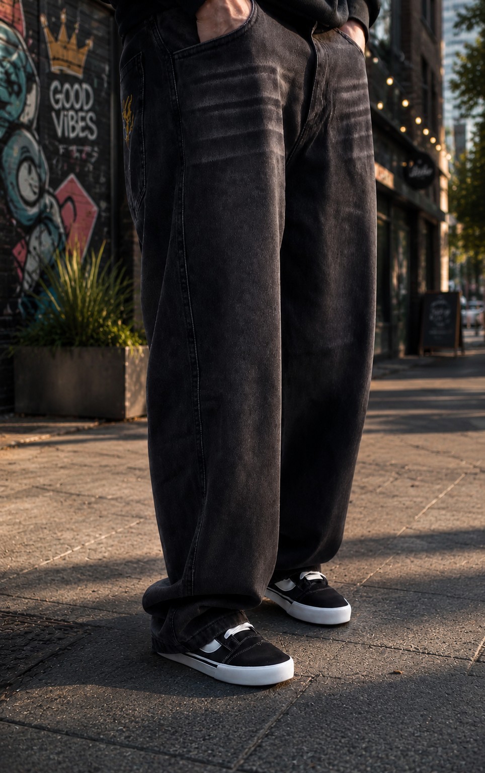 Baggy Rec.marron Matizado Foc.con Bigotes y Bordado - Imagen 2