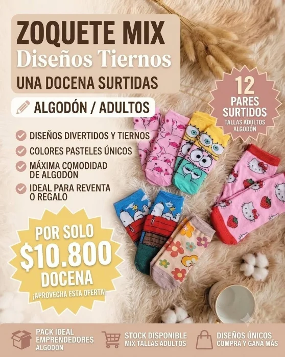 Docena Zoquetes Adultos Mix