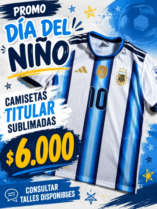 Camiseta Argentina Niño Sublimada