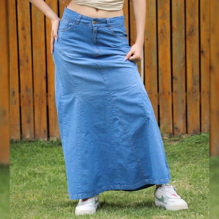 Pollera "sirena" en Jean Rígido