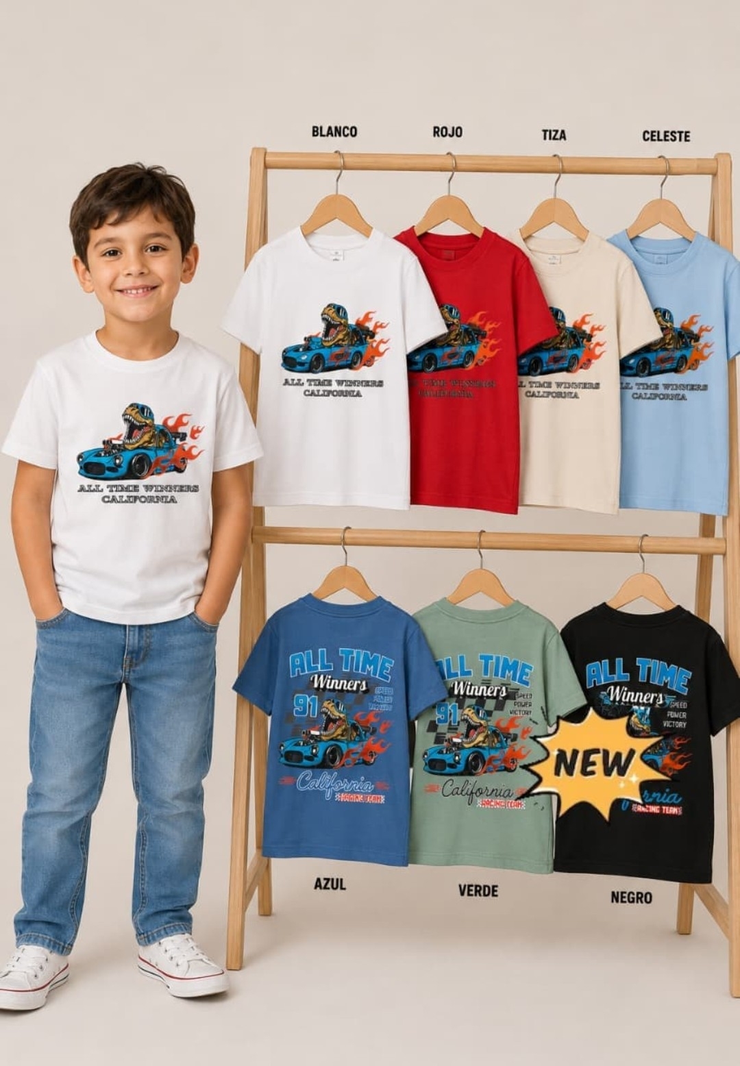 Remera Nene Dino Auto - Imagen 2