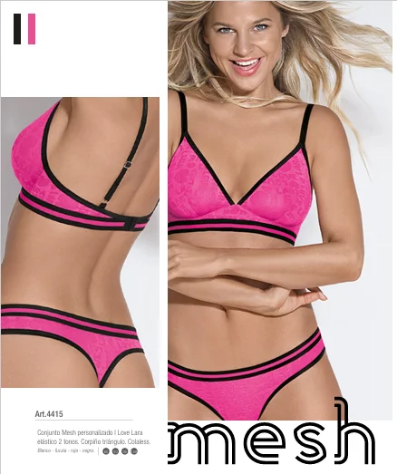 Conjunto Triangulito sin Soft, Elástico en 2 Ton - Mesh - con Colaless Lara Art. 4415