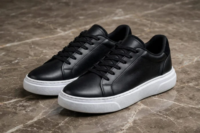 Zapatillas Cuero Vacuno Base de Eva Cocidas con Detalles en Gamuza.