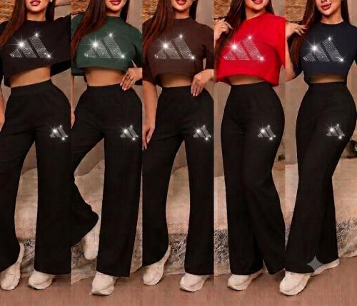 Conjuntos con Estampa de Strass Remera mas Palazo