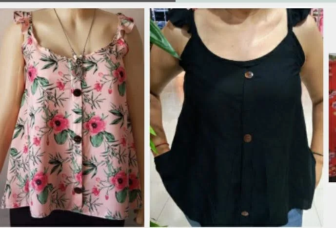 Musculosas de Poplin  con Bolado  en el Hombro