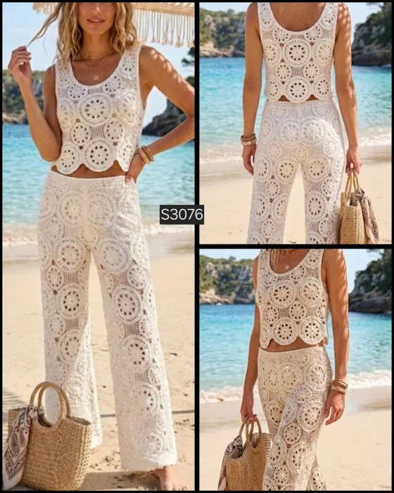 Conjunto Tejido a Crochet, con Detalles en Lentejuela. S307y