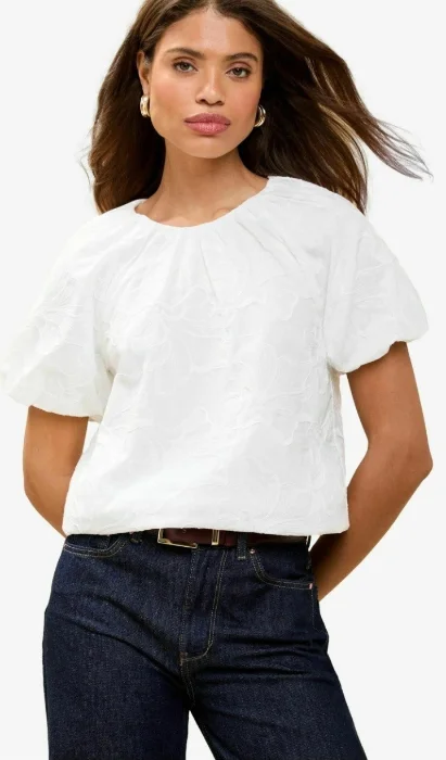 Blusa  Bordado con Manga Globo