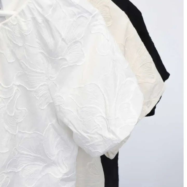 Blusa  Bordado con Manga Globo - Imagen 4