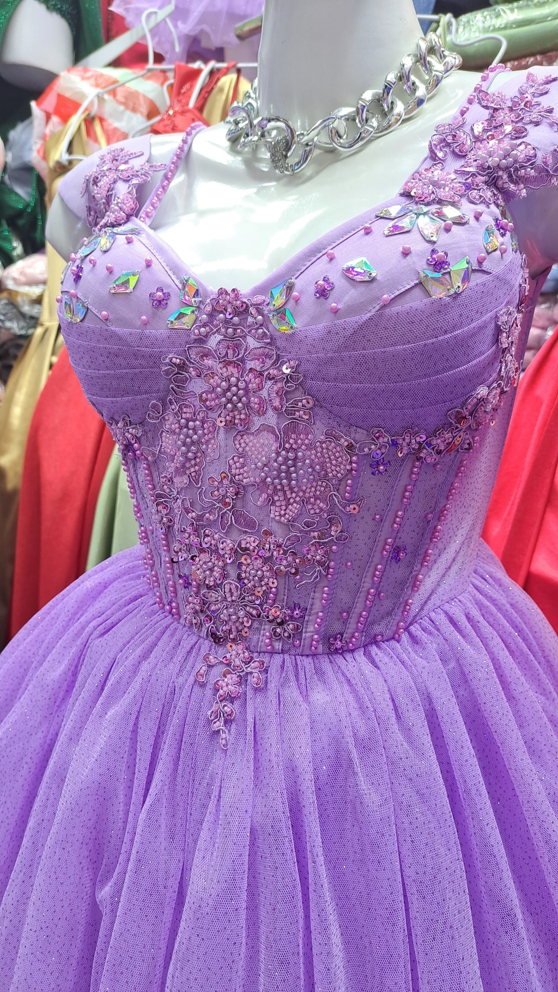 Vestido de 15 Manga Caida - Imagen 8