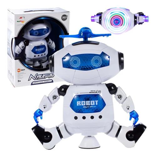Robot a Pila que Baila Bailarin con Luz y Sonido Color Blanco
