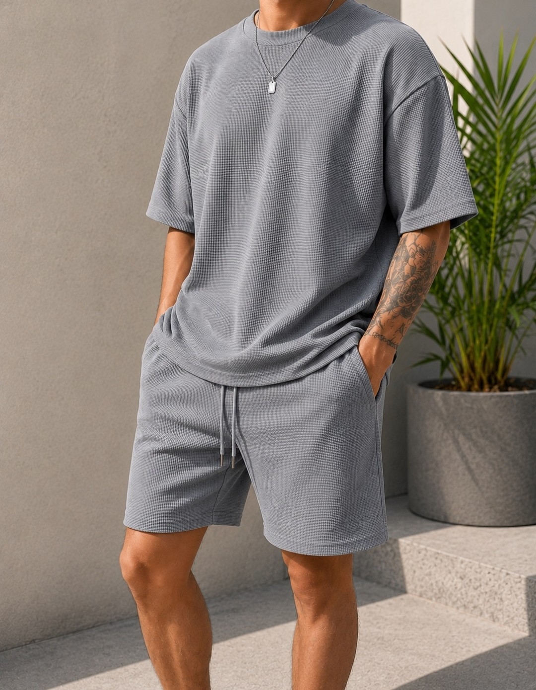 Conjunto Wafle Liso Hombre - Imagen 4