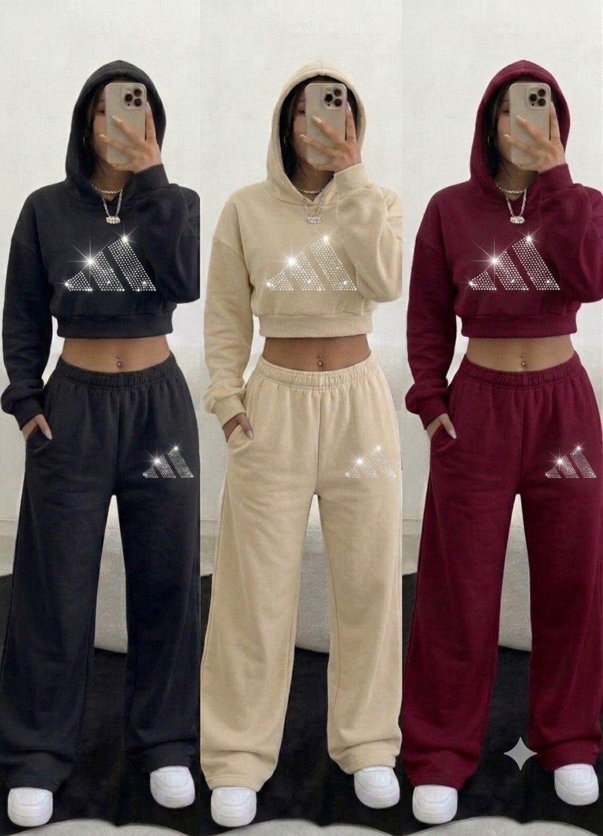 Conjunto Algodon Frizado del Talle 1 al 5 Estampa de Strass - Imagen 2