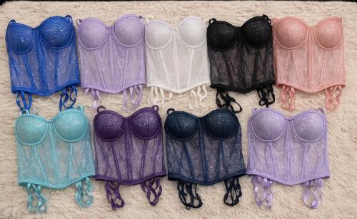 Corset de Tul de Glitter Transparente.