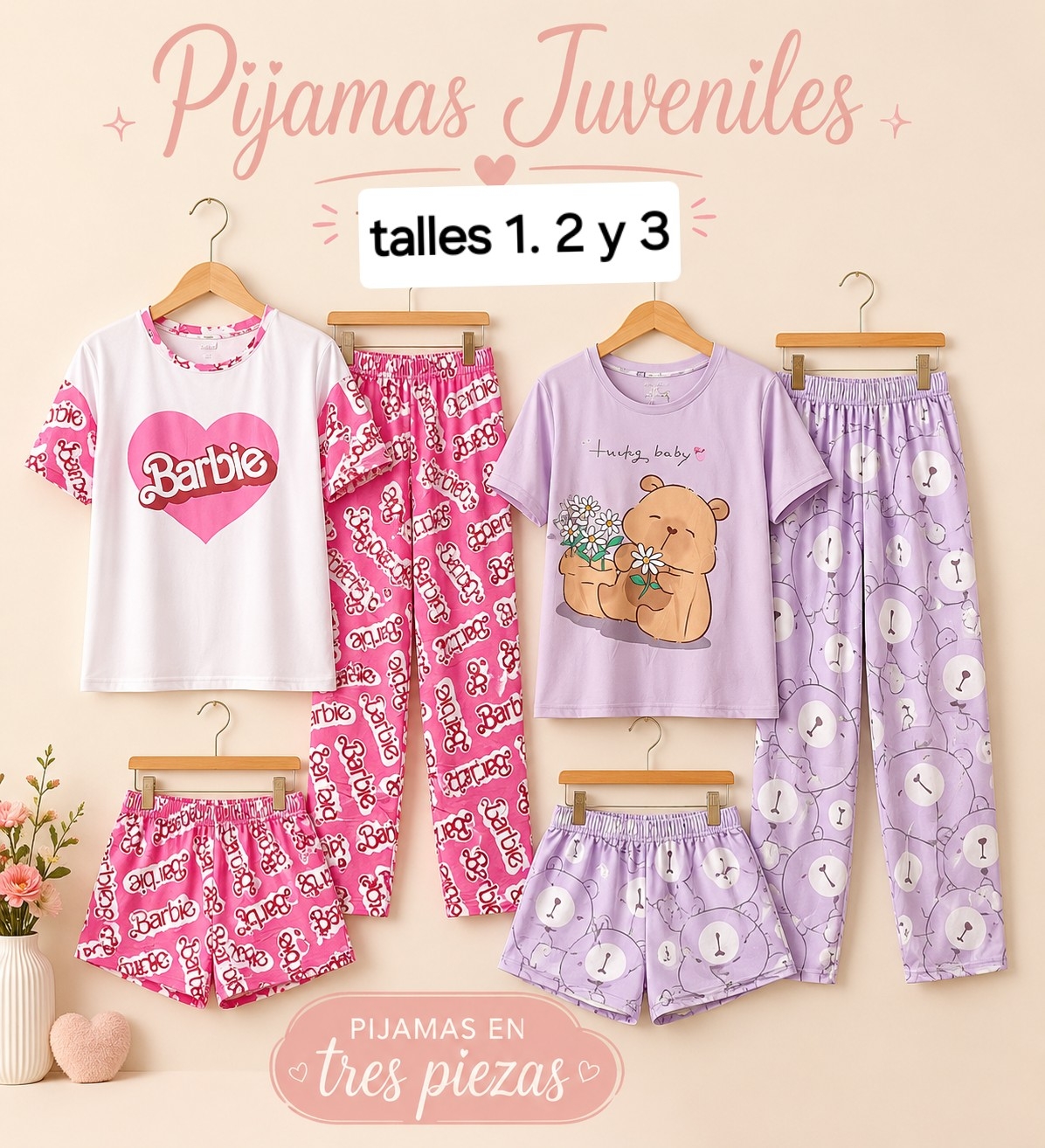 Pijamas Juveniles 3 Piezas - Imagen 2
