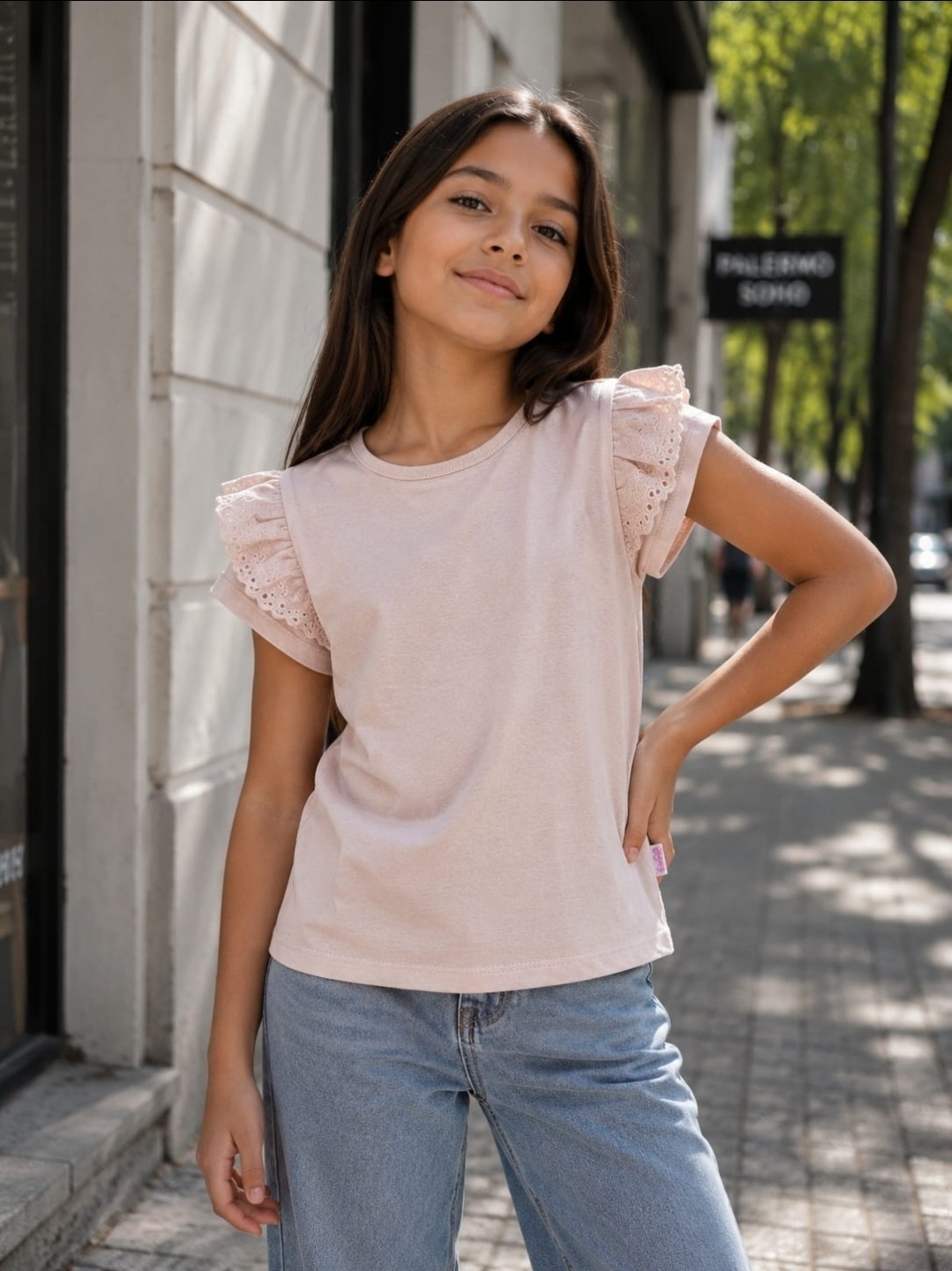 Remera con Volados Broderie para Nena. - Imagen 3