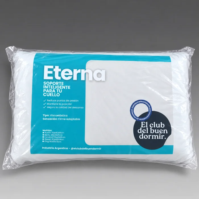Almohada Viscoelástica Eterna 60x40x10 Cm | Firme Adaptable + Soporte para Cuello |