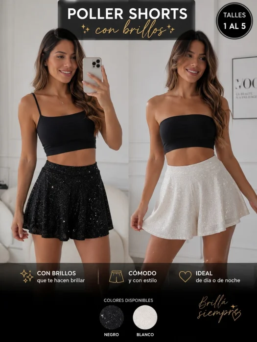 Pollera Short con Top Brillos