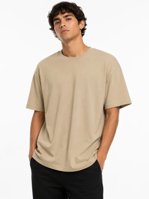 Remeras Oversize Lisas Beige