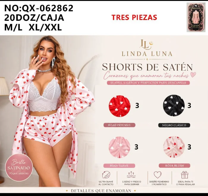 Pijama 3 Piezas Satén
