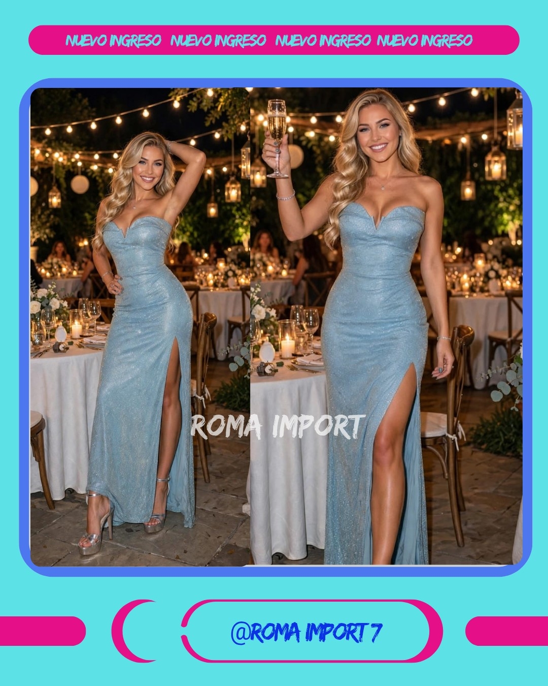 Vestido Glitter Straple con Taza. - Imagen 3