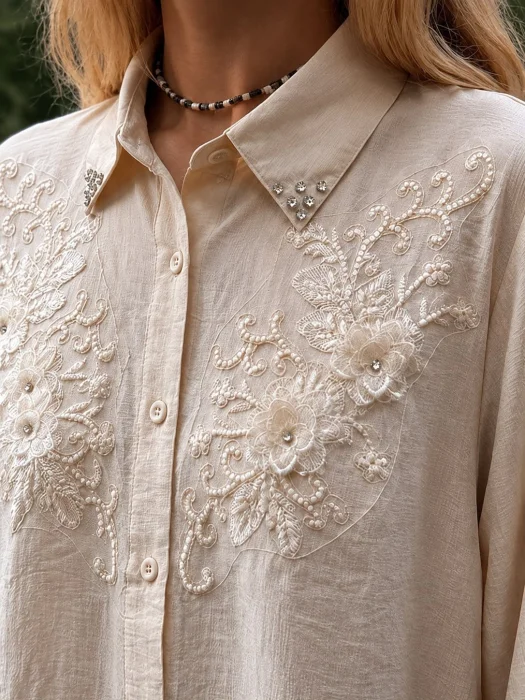 Camisas Importada de Lino con Pedreria