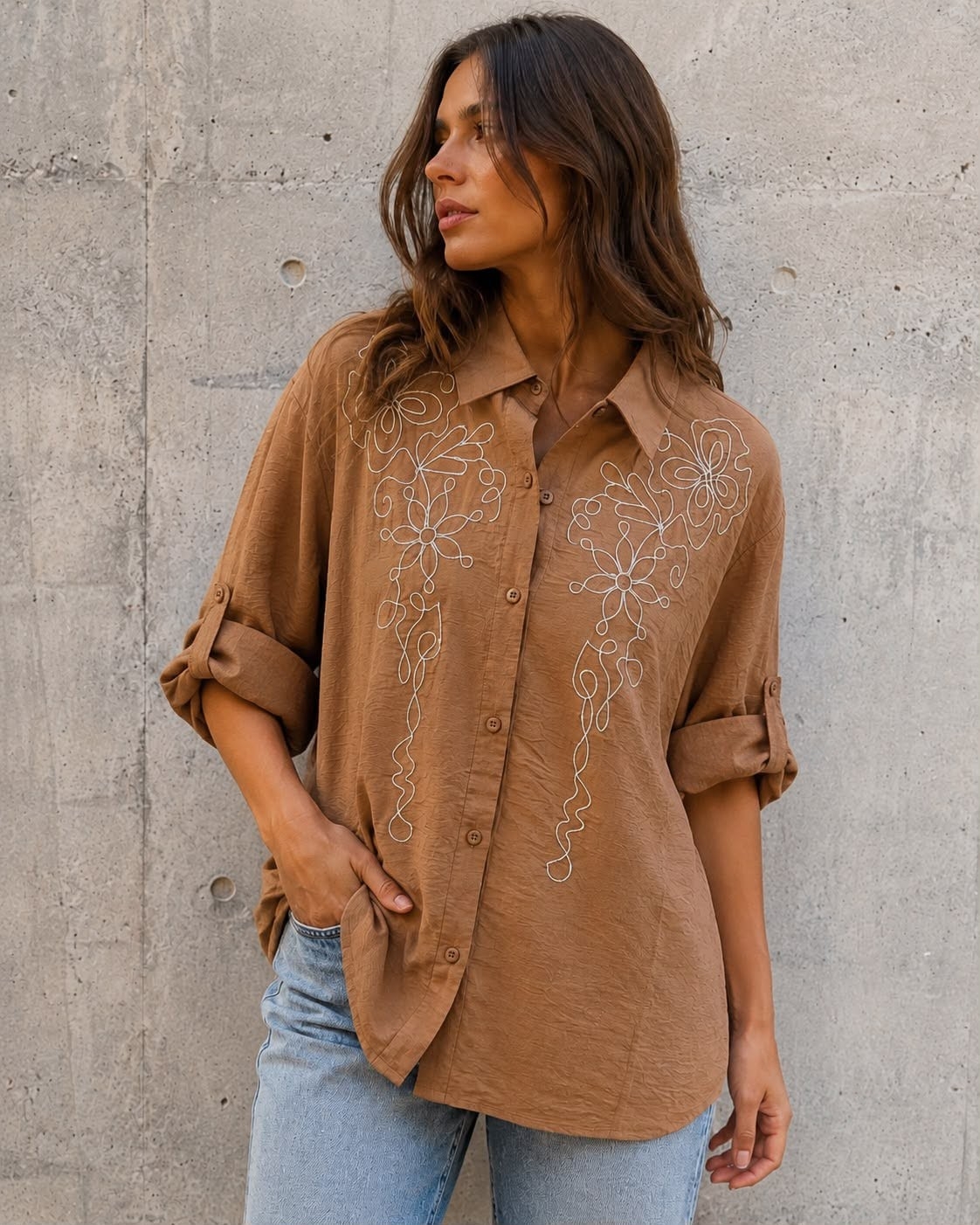 Camisas Importada de Lino con Pedreria - Imagen 2