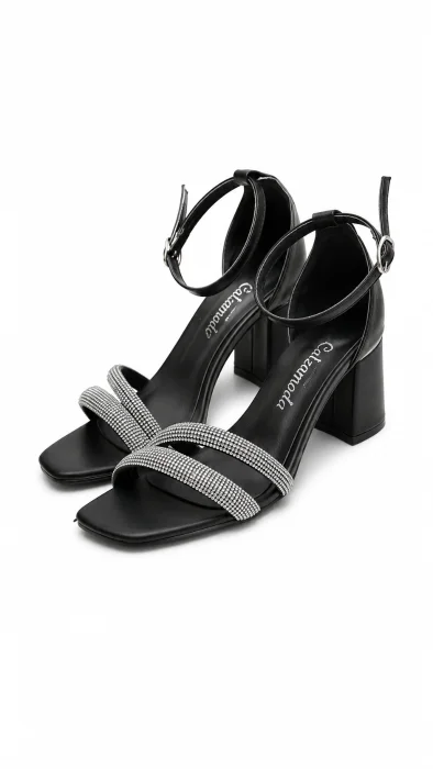 Sandalias Strass Taco Forrado