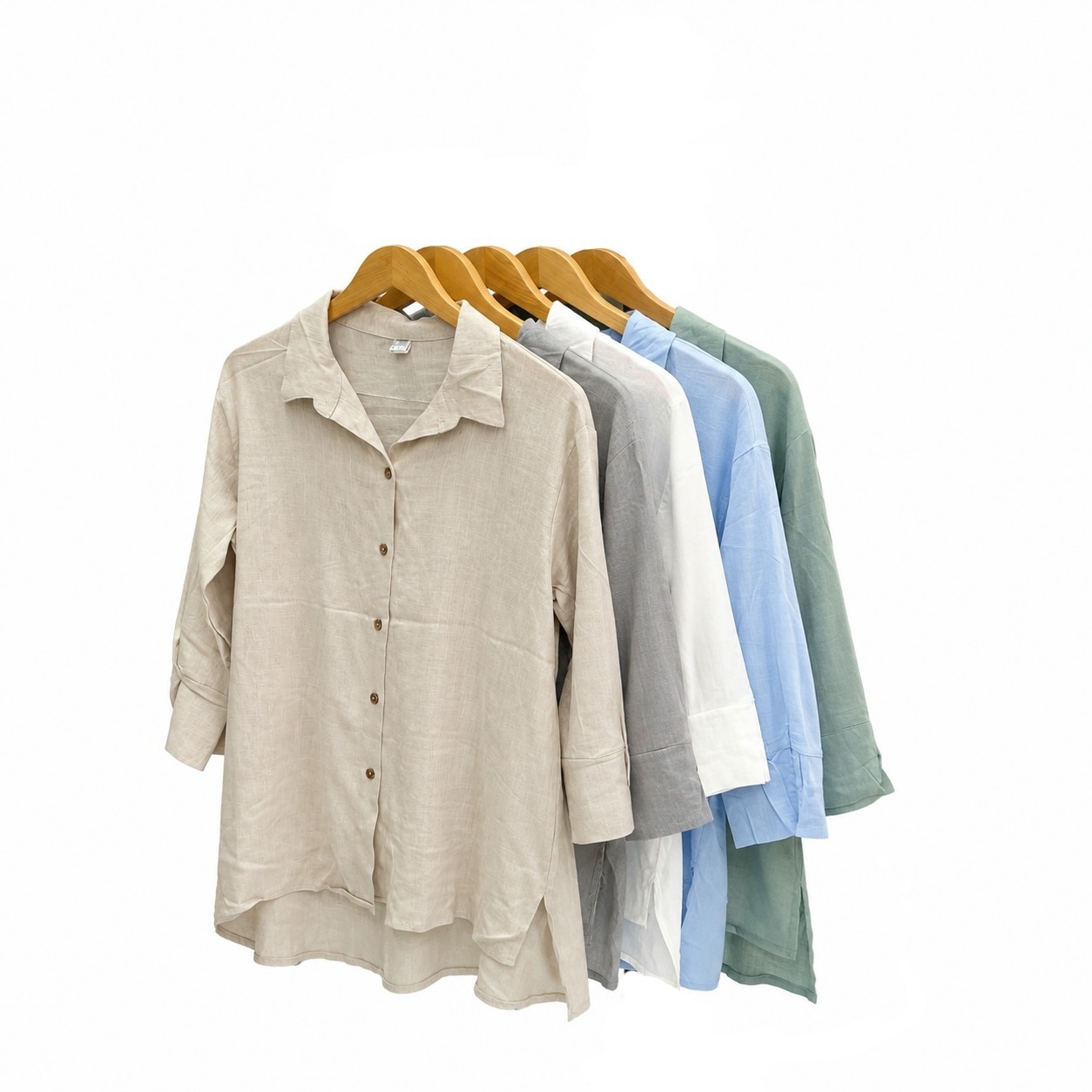 Camisa de Lino Span Irregular Manga 3/4 - Imagen 2