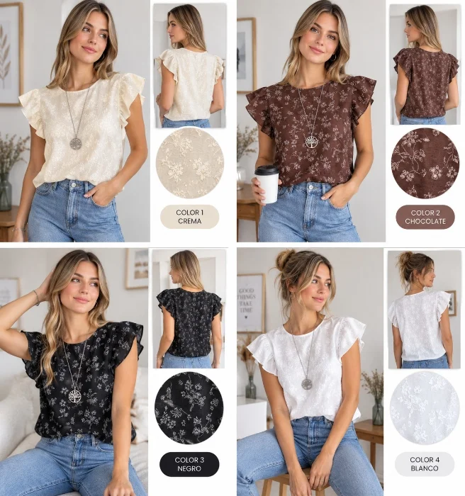 Blusas de Cey con Efecto Bordado
