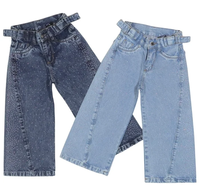 Pantalon Jean de Nena Palazo con Regulador y Strass 4 al 16
