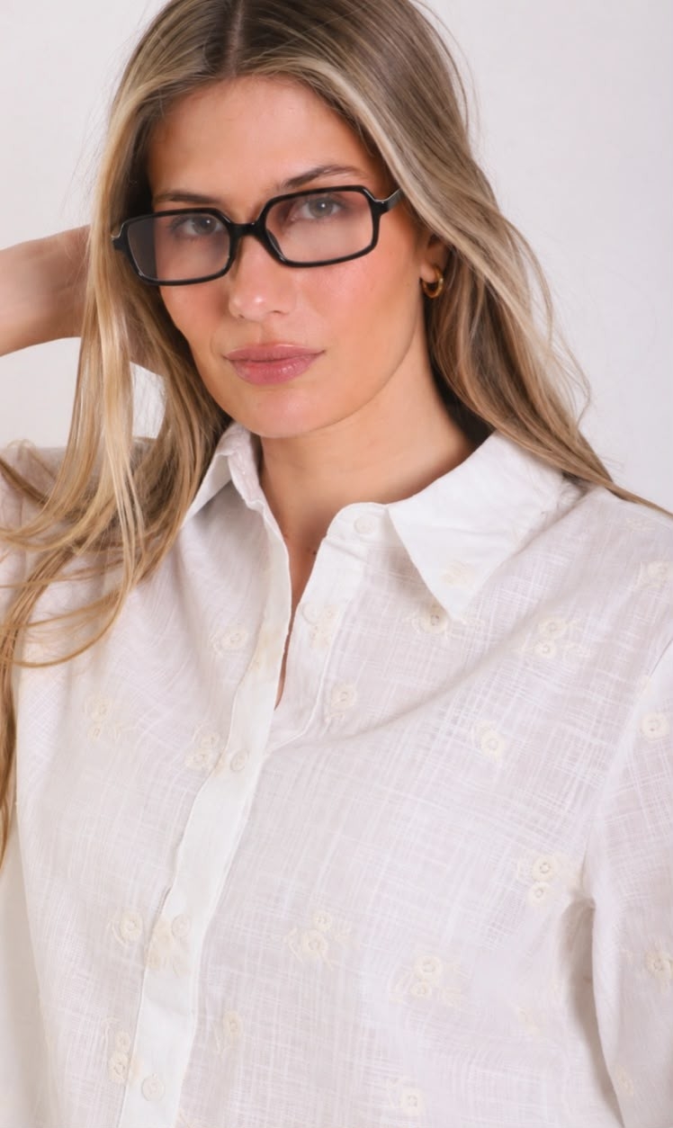 Camisa Lino Bordada Importada - Imagen 3