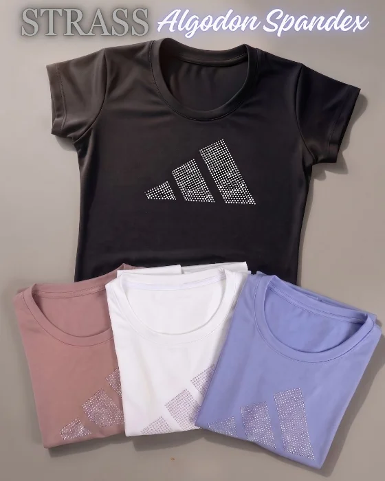 Remera Adi Algodon Spandex Strass Premium