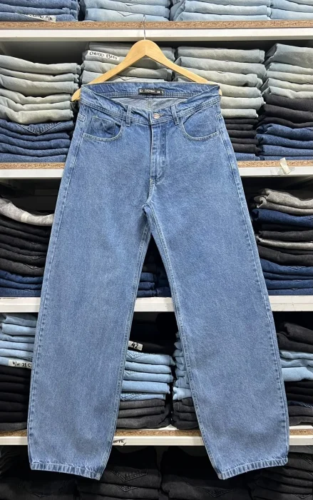 Jeans Baggy Liso Azul Nevado H/c