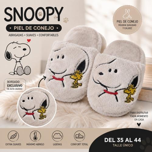 Pantuflon Snoopy Piel de Conejo