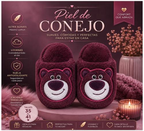 Pantuflon Lotso Piel de Conejo