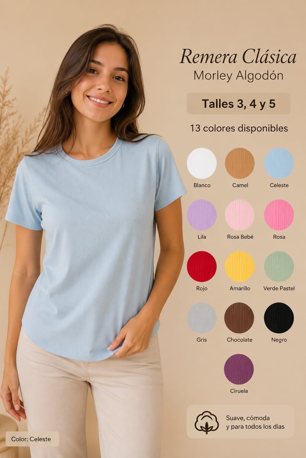 Remeras Bacicas. Tela Morley - Imagen 2