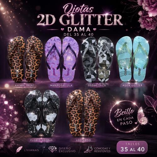 Ojota Dama Glitter Estampado