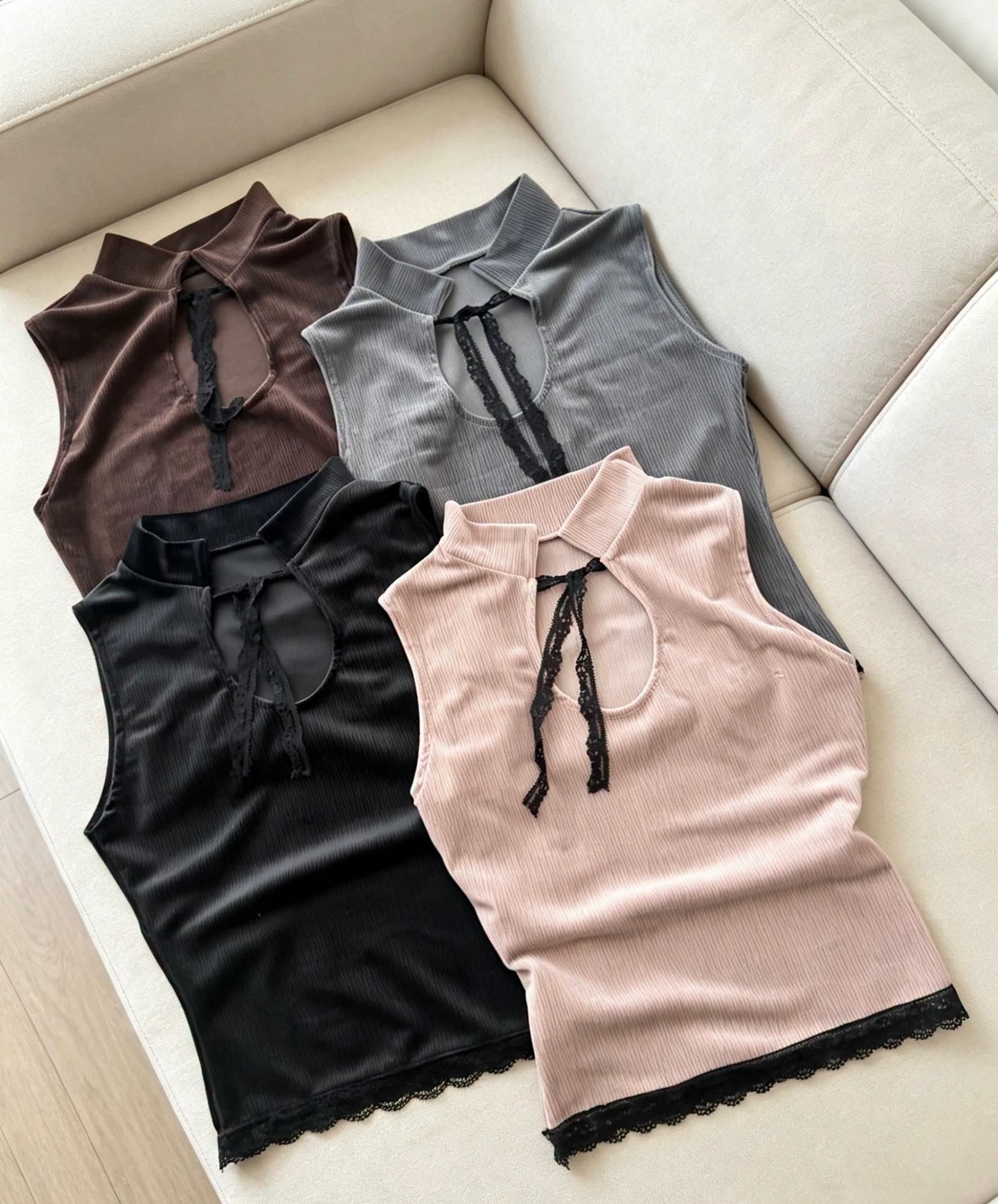 Musculosa Puntilla Cuello Chino - Imagen 2