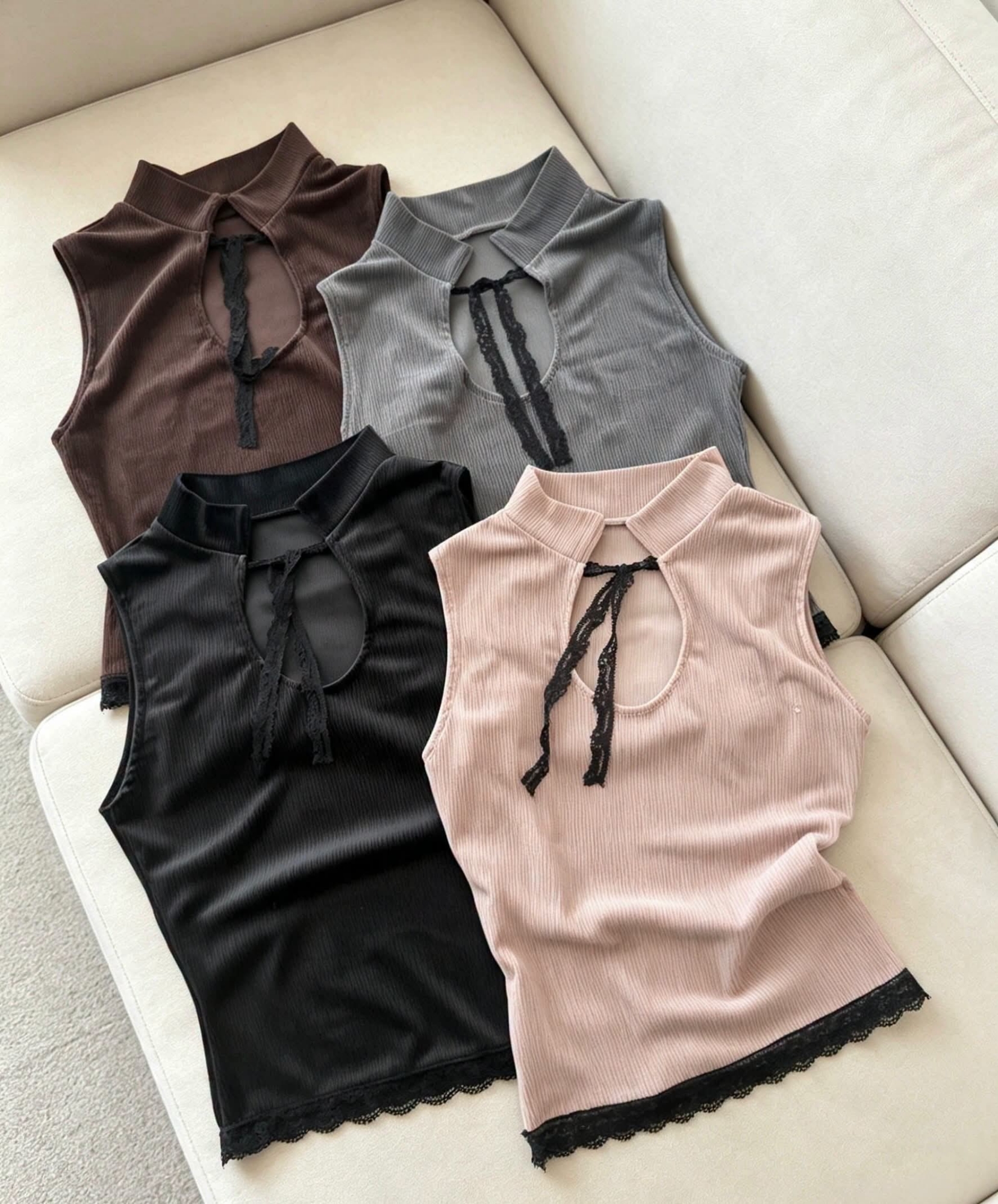 Musculosa Puntilla Cuello Chino - Imagen 4