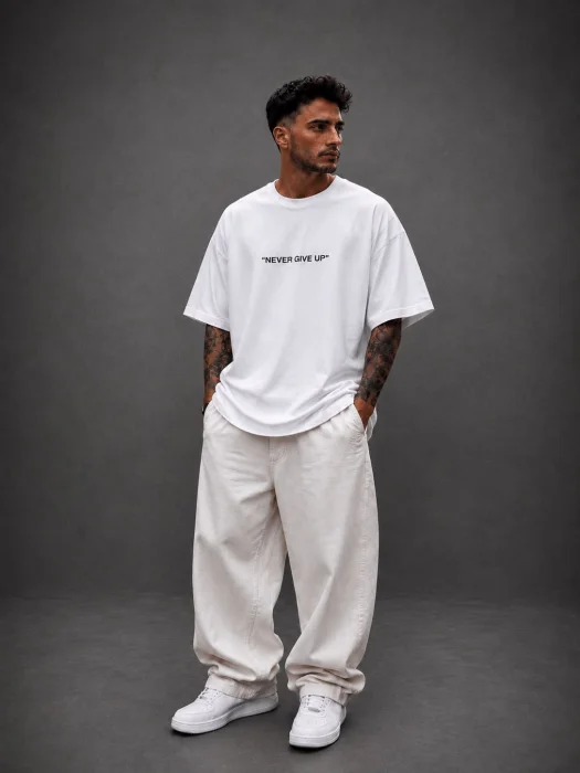 Remeras Oversize Never Give Up | Algodon Premium