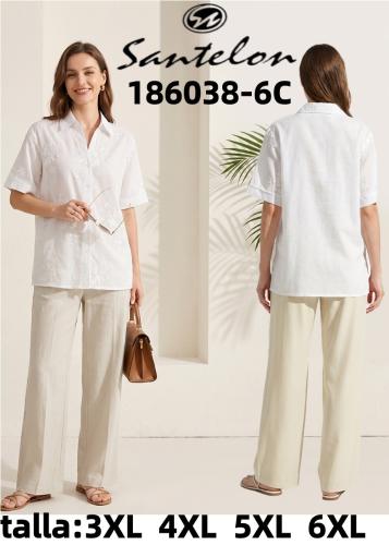 Camisa Manga Corta de Lino Bordado.186038-6