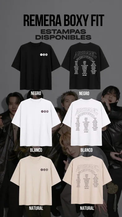 Remera Boxy Fit Capsula Bts Estampa World Tour