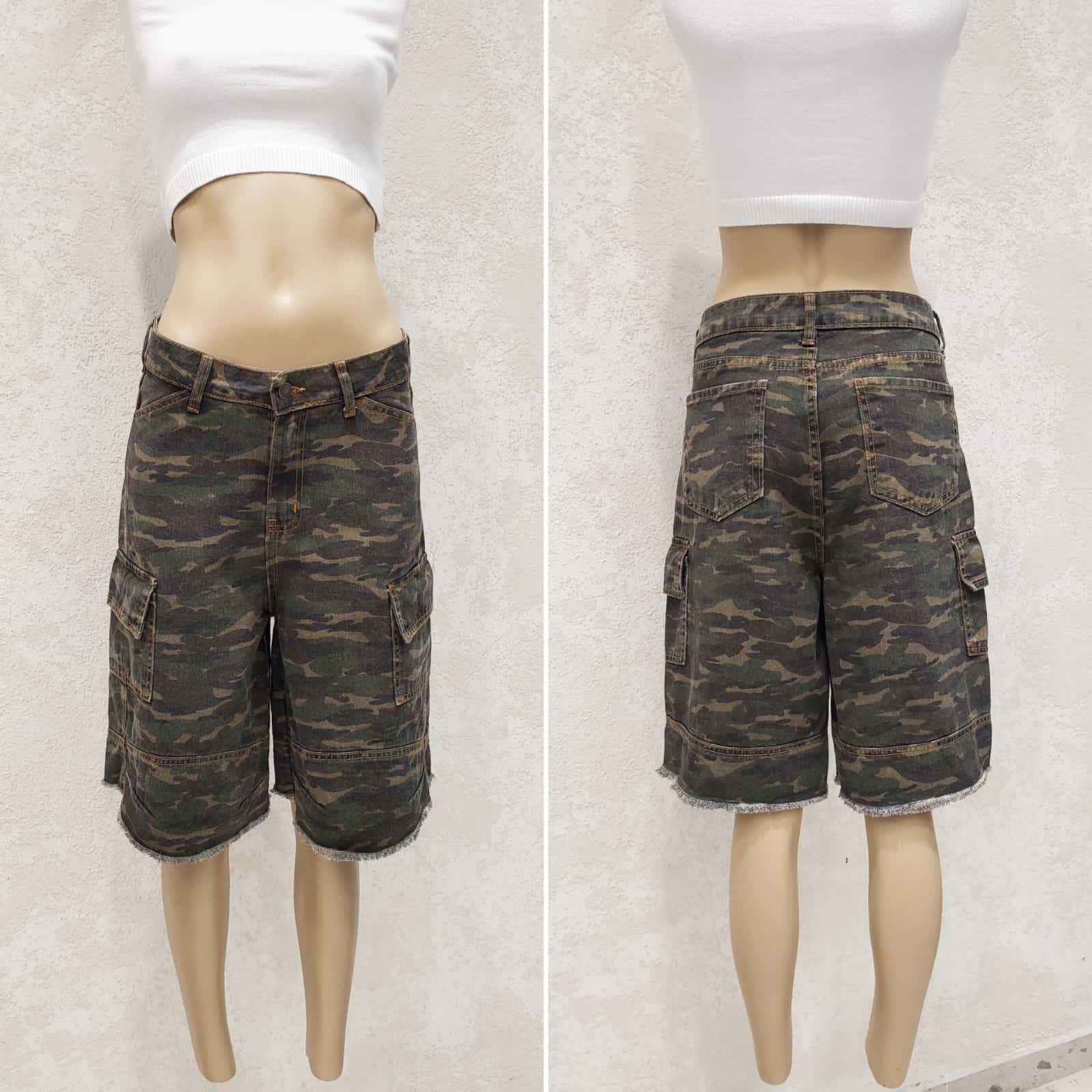 Bermuda Over Camuflado Cargo Tela Rigida Premium - Imagen 2