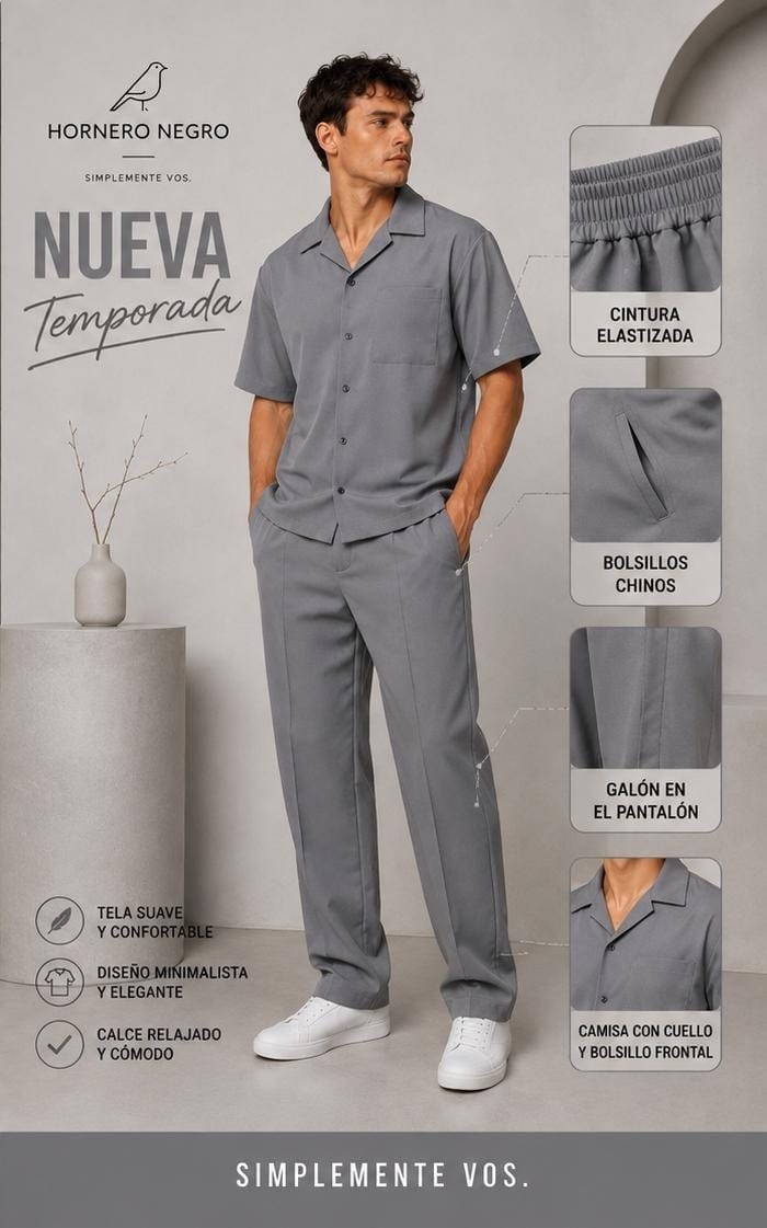 Conjunto de Pantalón Sastrero con Camisa M/ Corta - Imagen 2