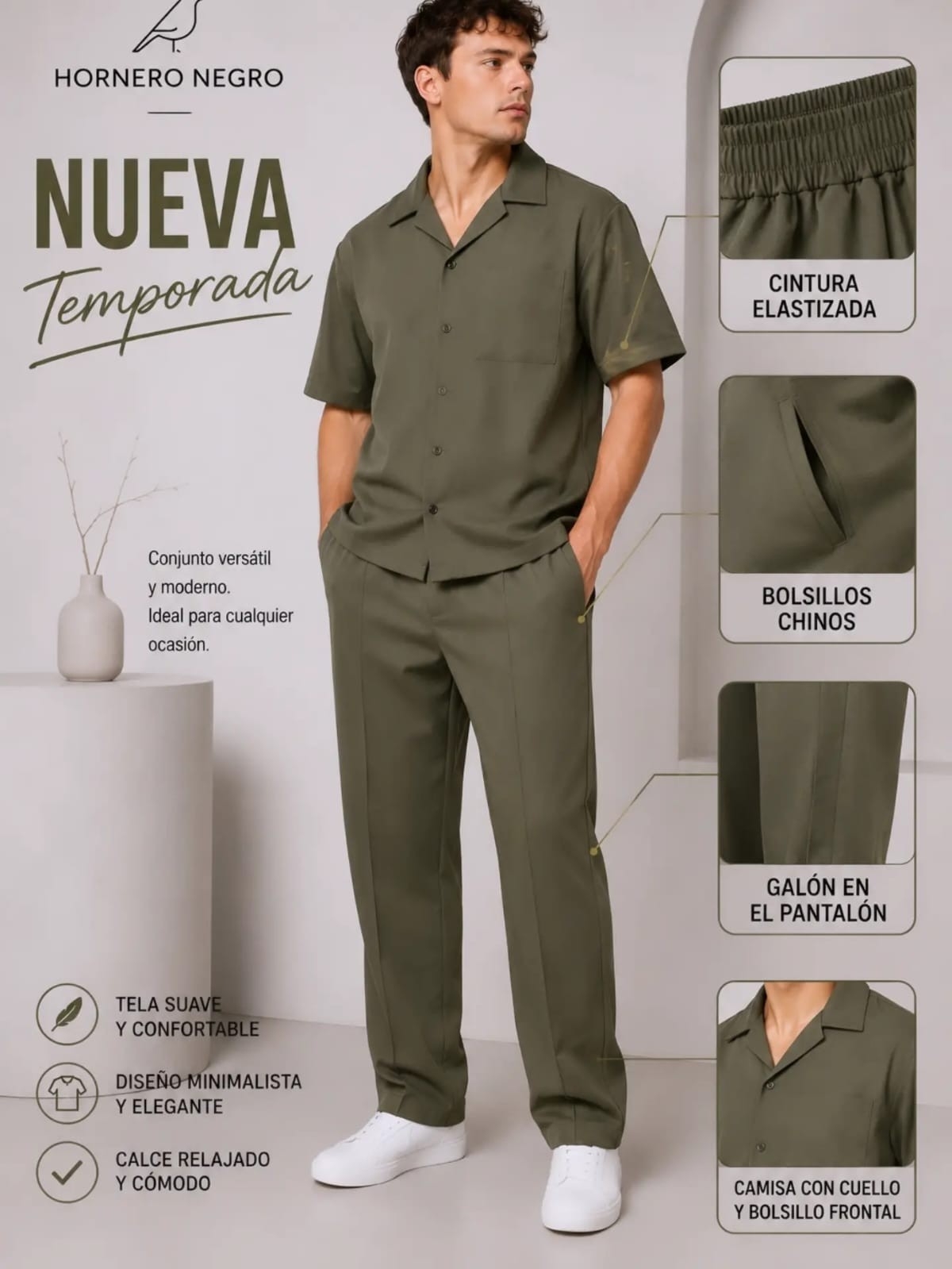 Conjunto de Pantalón Sastrero con Camisa M/ Corta - Imagen 3