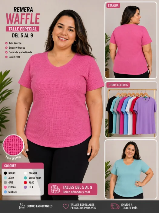 Remeras de Wafle Cuello V